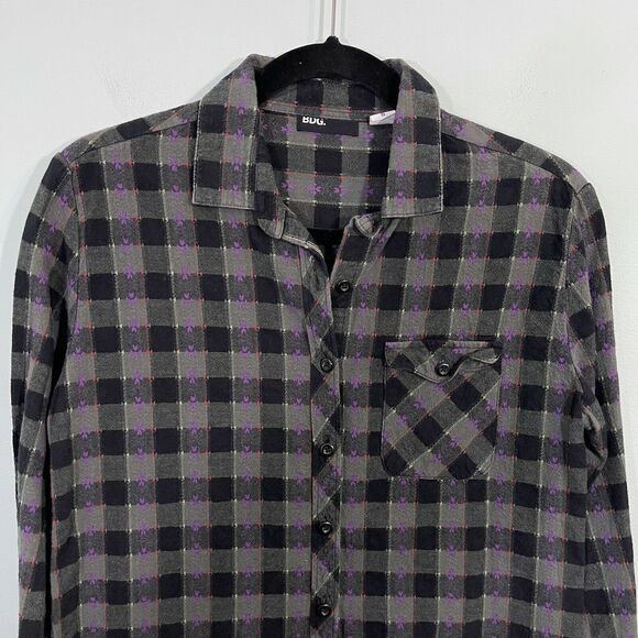 BDG Women's Multicolor Embroidered Plaid Fitted Button Up Shirt Size S - Picture 2 of 7